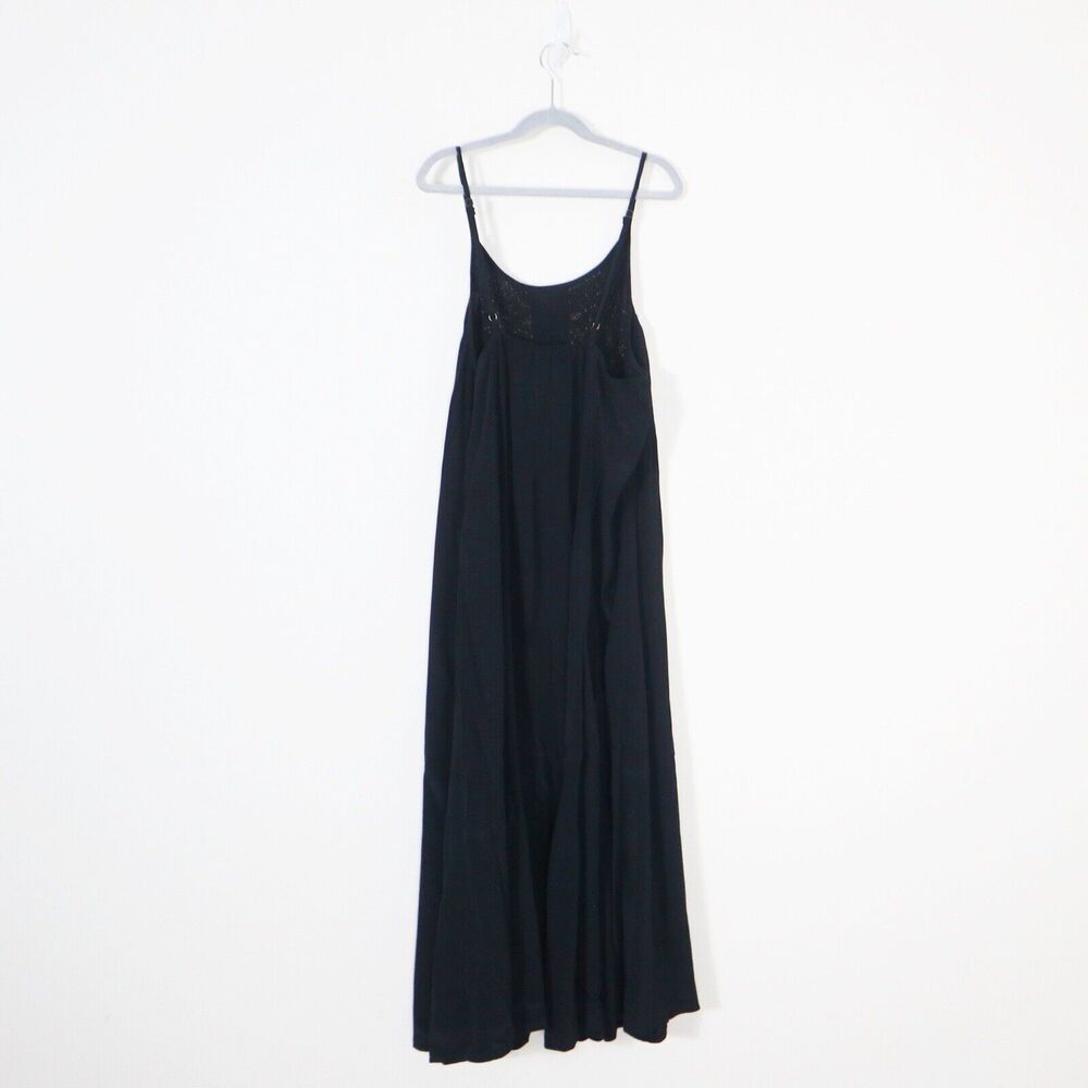 Cleobella Size S Metallic Embroidered Black Midi Dress Viscose Crepe - Picture 7 of 9